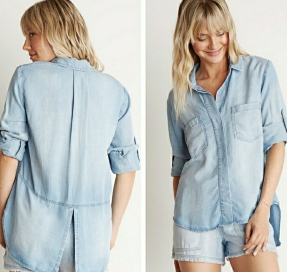Bella Dahl Chambray Tencel Top Size S